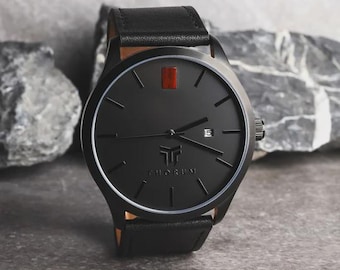 The Redwood Watch, California Redwood Watch, Minimalist Watch, Gifts for Him, Men's Wrist Watch, Groomsmen Gifts, Black Wrist Watch, Thorum