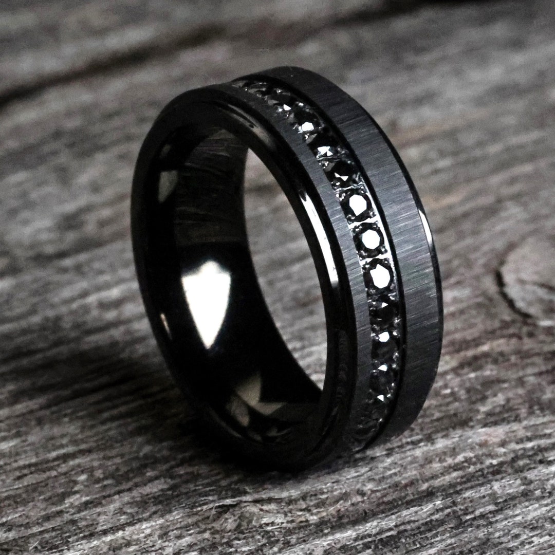 The King Black Diamond Ring Cubic Zirconia Men's Etsy