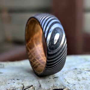 The Forte, Whiskey Barrel Damascus Ring, Stainless Steel Damascus Ring, Men's Wedding Band, Engagement Ring, Damascus Steel Ring, Thorum