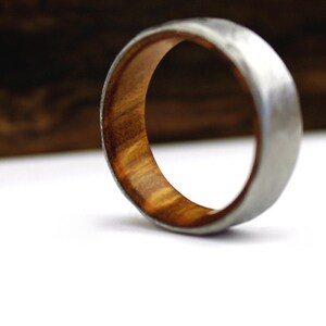 The Hercules, Ironwood Wedding Ring, Titanium Wedding Band, Men's Ring, Women's Ring, Rustic Hammered Ring, Handmade to Order, Made in US image 4