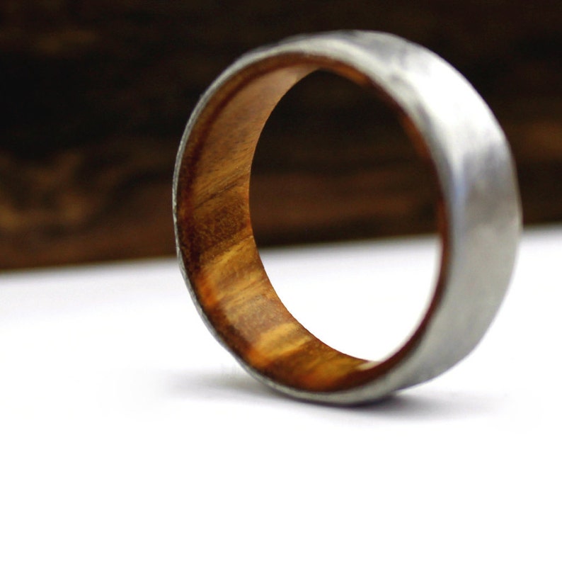 The Hercules, Ironwood Wedding Ring, Titanium Wedding Band, Men's Ring, Women's Ring, Rustic Hammered Ring, Handmade to Order, Made in US image 4