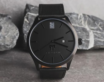 The Meteorite Watch, Meteorite Watch, Minimalist Watch, Gifts for Him, Men's Wrist Watch, Groomsmen Gifts, Black Wrist Watch, Thorum