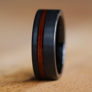 Black Redwood, Redwood Ring, Matte Ring, Tungsten Wood Ring, Tungsten Carbide Ring, Tungsten Wedding Band, Black Tungsten Ring, Thorum