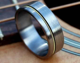 The Zeppelin, Guitar String Ring, Guitar String Jewelry, Guitar String Inlay, Ring for Men, Ring for Women, Music Jewelry, Thorum