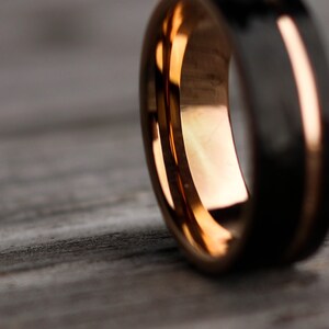 The Apollo, Men's Wedding Band, Black Rose Gold Ring, Hammered Wedding Ring, Engagement Ring, Rose Gold Band, Minimalist Ring, Thorum image 4