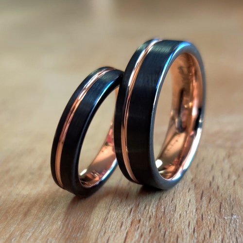 The Legend Gold Ring Set Rose Gold Rings Black Gold Rings Etsy