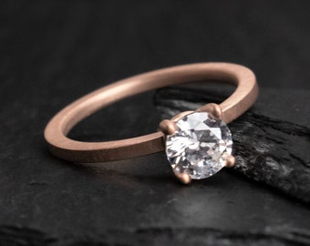 The Aphrodite, Rose Gold Engagement Ring, Cubic Zirconia Diamond Ring, Wedding Ring, Unique Engagement, Gold Engagement Band, Thorum