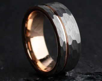 The Gladiator, Men's Wedding Band, Rose Gold Ring, Wedding Ring, Mens Ring, Tungsten Wedding Ring, Rose Gold Ring, Thorum, 8 mm Ring