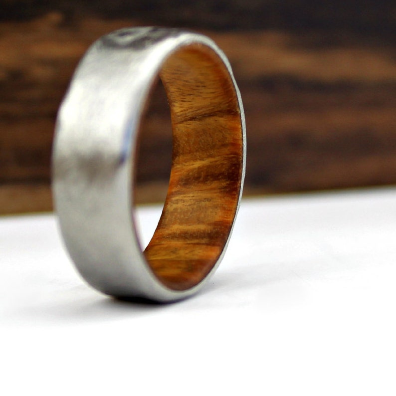 The Hercules, Ironwood Wedding Ring, Titanium Wedding Band, Men's Ring, Women's Ring, Rustic Hammered Ring, Handmade to Order, Made in US image 3