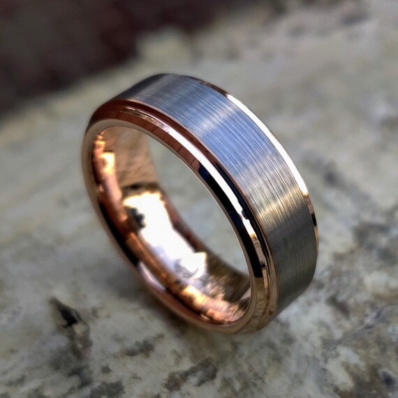 Rose Gold Men's Ring Rose Gold Wedding Band Rose Gold Etsy