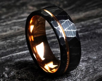 The Stormlight, Rustic Men's Wedding Band, Rose Gold Ring, Black Ring, Weathered Ring, 8mm Ring, Unique Ring, Minimalist Ring, Thorum