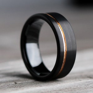The Minimalist Simple Rose Gold Ring Black Ring Tungsten - Etsy