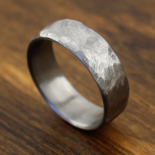 The Fjord, Hammered Titanium Ring, Distressed Titanium Ring, Rustic Jewelry, Women's Wedding Ring, Men's Wedding Ring, Thorum