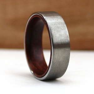 The Redwood, Matte Ring, Tungsten Wood Ring, Tungsten Carbide Ring, Tungsten Wedding Band, Black Tungsten Ring, Tungsten Wedding Ring