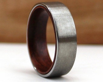 The Redwood, Matte Ring, Tungsten Wood Ring, Tungsten Carbide Ring, Tungsten Wedding Band, Black Tungsten Ring, Tungsten Wedding Ring
