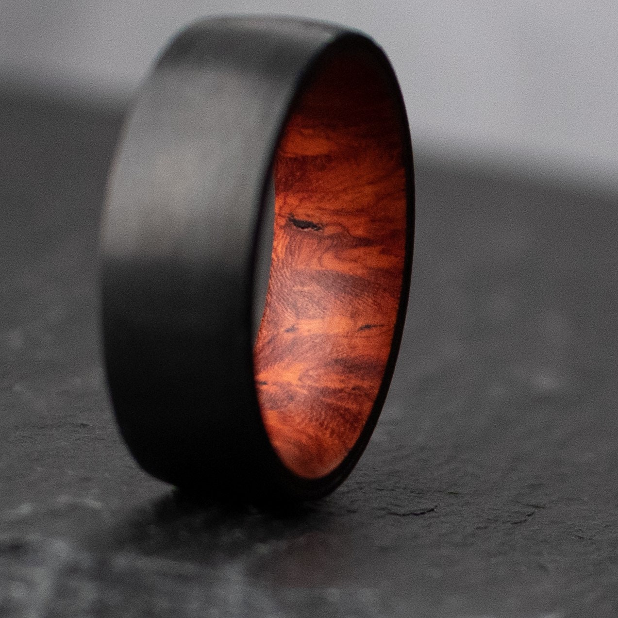 The Thorn Rosewood Burl Ring Carbon Fiber Ring Wedding | Etsy