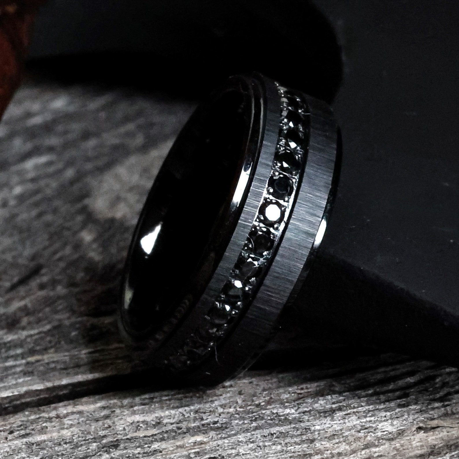 The King Black Diamond Ring Cubic Zirconia Men's Etsy
