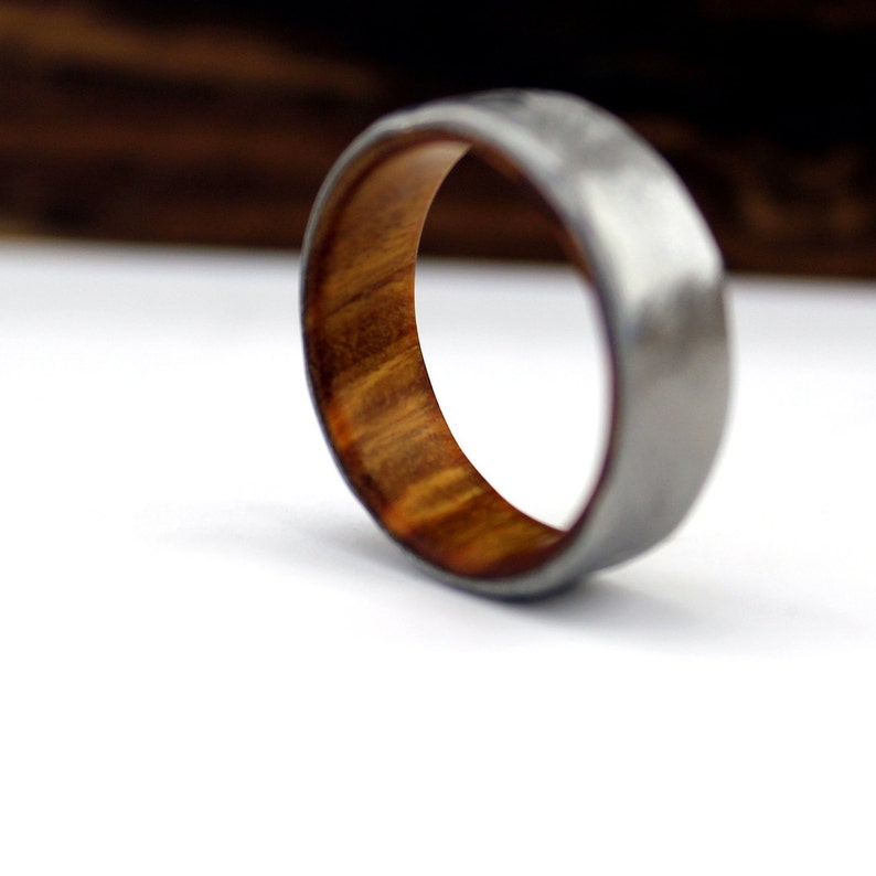 The Hercules, Ironwood Wedding Ring, Titanium Wedding Band, Men's Ring, Women's Ring, Rustic Hammered Ring, Handmade to Order, Made in US image 2