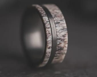 The Buck, Antler Ring, Hunter Ring, Men's Ring, Tungsten Wedding Band, Engagement Band, Outdoorsman Gift, Antler Band, 8 mm Ring, Thorum