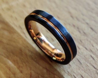 The Legend, Black Rose Gold Ring, Women's Wedding Ring, Women's Engagement Ring, Wedding Ring, Promise Band, 4 mm Ring, Thorum