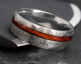 The Vitae, Ironwood Wedding Ring, Wood Wedding Band, Wood Engagement Ring, Titanium Ring, Hammered Ring, Wedding Ring, Thorum