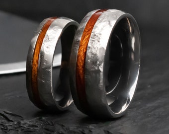 The Vitae Ring Set, Ironwood Wedding Rings, Pair of Wood Rings, Wooden Rings, Wood Ring, Ironwood Ring, Wedding Band, 6mm & 8mm, Thorum