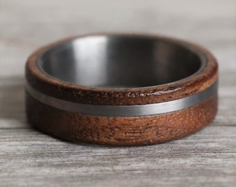 The Timber, Walnut Wedding Ring, Wood Wedding Ring, Wood Ring, American Wood Ring, Domestic Wood Ring, Dark Wood Ring, 6mm or 8mm, Thorum