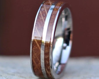 The Norseman, Whiskey Barrel Wood Ring, Red Oak Ring, Unique Ring, Wedding Band, Engagement Band, Titanium Wood Band, Thorum, 6 mm Ring