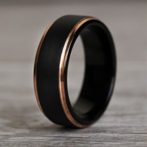 The Osiris, Black Gold Men's Ring, Black Wedding Band, Wedding Ring ...