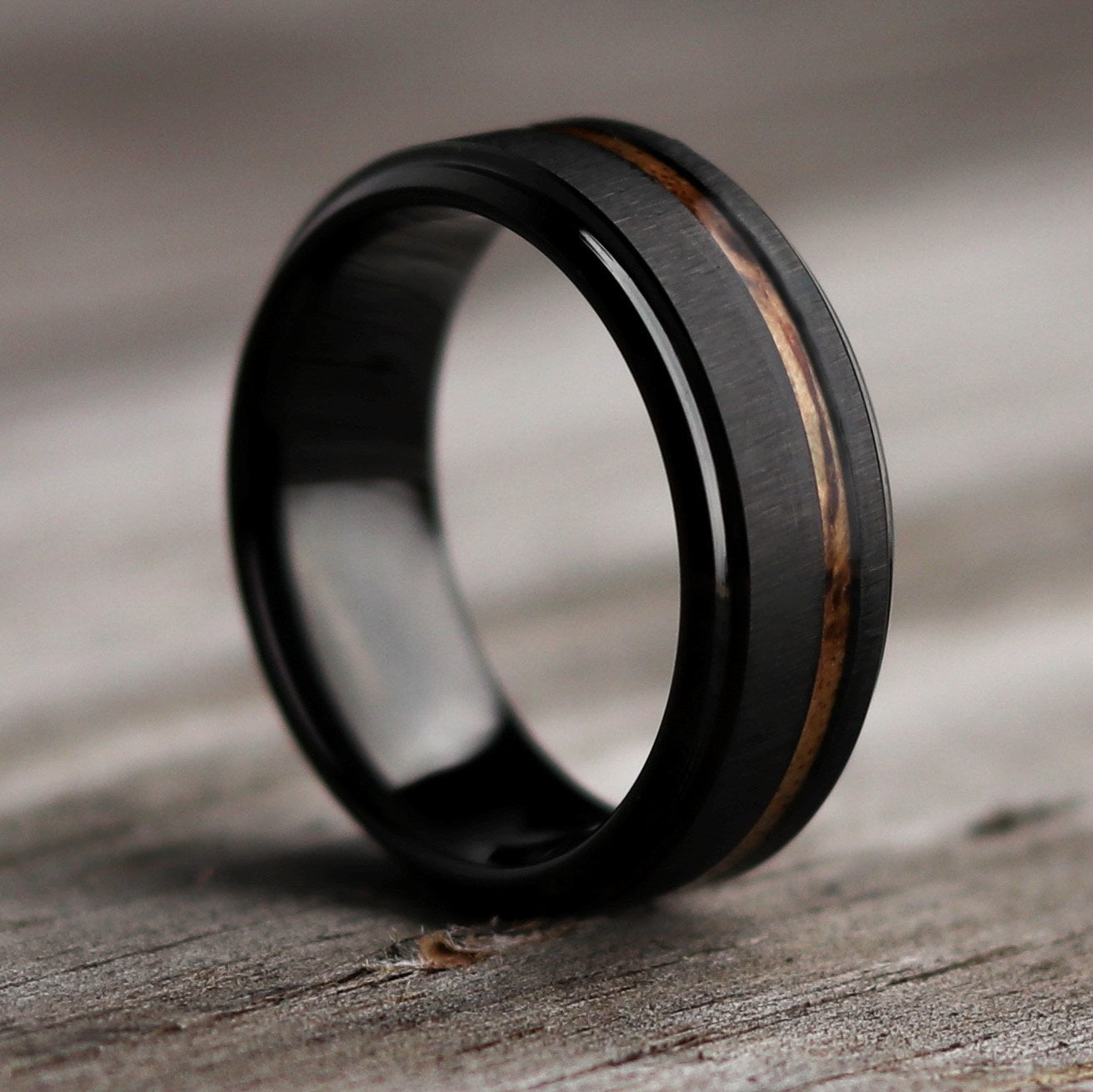 The Aloha Koa Ring Black Tungsten Ring Hawaiian Wood Ring - Etsy