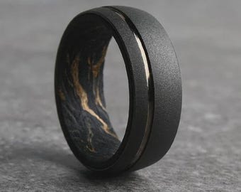 The Monaco, Carbon Fiber Ring, Classic Design, Engagement Ring, 8 mm Ring, Tungsten Wedding Ring, Gift for Him, Wedding Band, Thorum