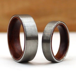 The Redwood Set, Wooden Ring Set, Tungsten Ring Set, Anniversary Rings, Wedding Rings, Wedding Bands, Engagement Bands, Handmade Jewelry