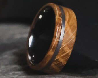 The Oakhead, Whiskey Barrel Wedding Ring, Wood Wedding Ring, Whiskey Barrel Ring, American Wood Ring, Domestic Wood Ring, 6mm or 8mm, Thorum