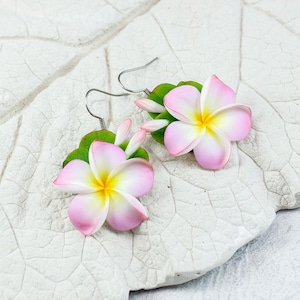 Plumeria earrings Frangipani bridesmaid earrings Floral weddings earrings