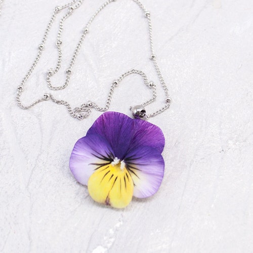 Me Not Necklace Blue Flower Necklace Romantic Gift Etsy