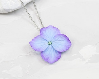 Purple and blue hydrangea pendant.