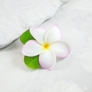 Plumeria Hair Clip, Handmade Bridal Hawaiian Flower, Tropical Accessory