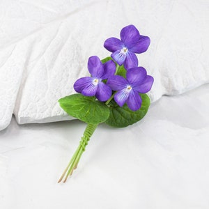 Wild violets brooch. Brooch with realistic flowers. Spring brooch image 1