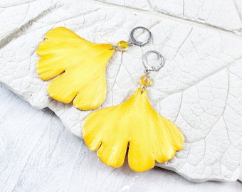 Ginkgo Biloba Autumn Leaf Earrings