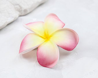 Plumeria Hair Clip: Realistic Hawaiian Flower, Bridal Accessory