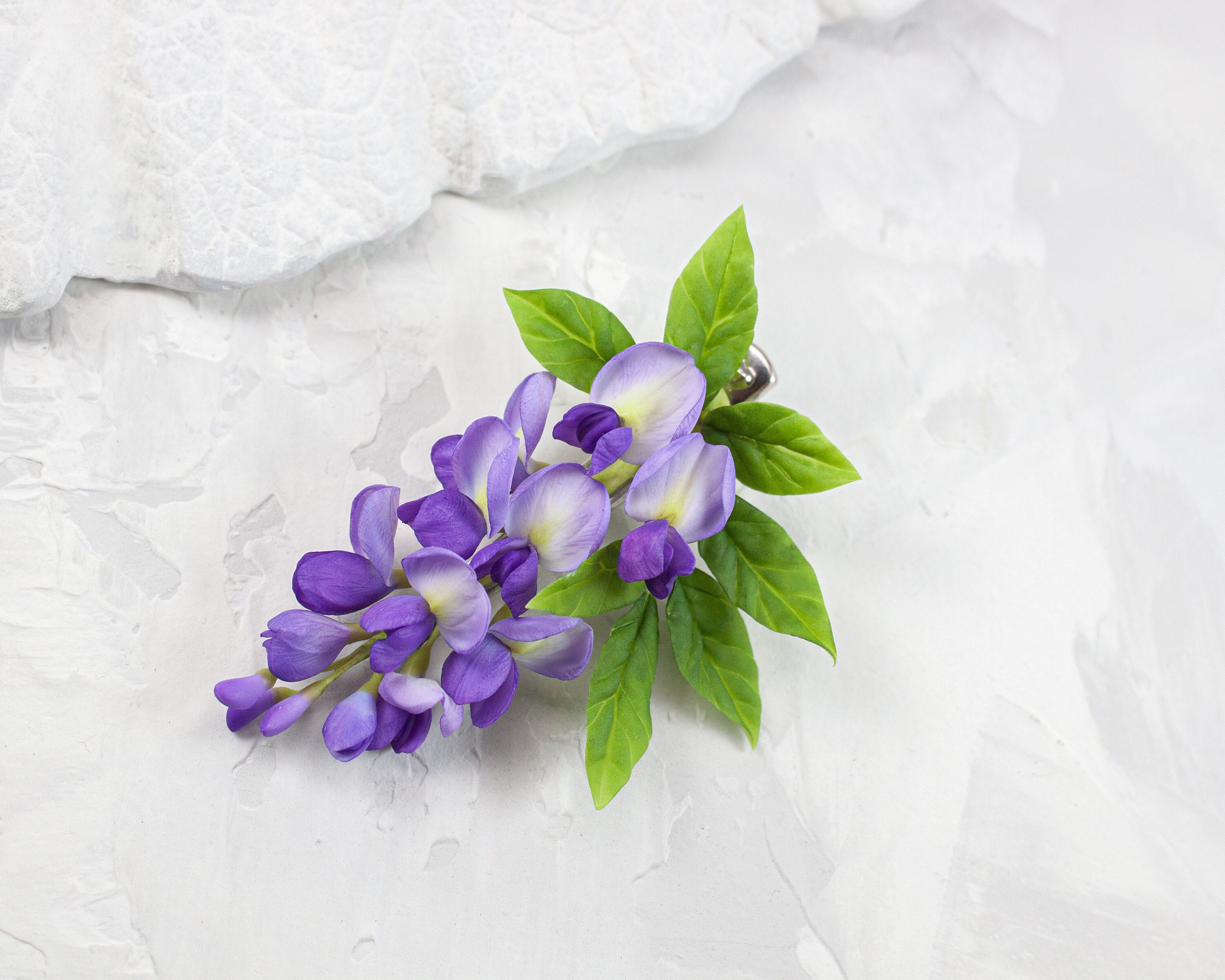 Wisteria Flower Hair Clip, Spring Floral Hair Accessory, Elegant Botanical Barrette