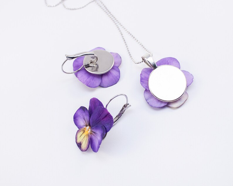 Pansy Jewelry Set. Realistic Flower. Pansy Earrings. Pansy Etsy
