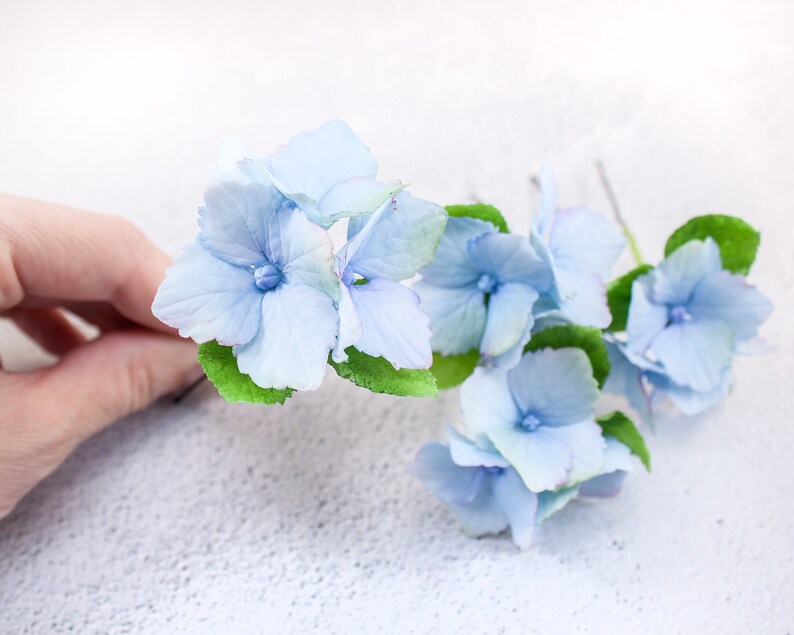 Hydrangea hair pins Set of 4 hair pins Blue hydrangea Floral Etsy