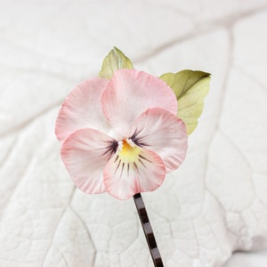 Pansy bobby pin, Hair pin realistic pink pansy flower, Floral bridal hair pins