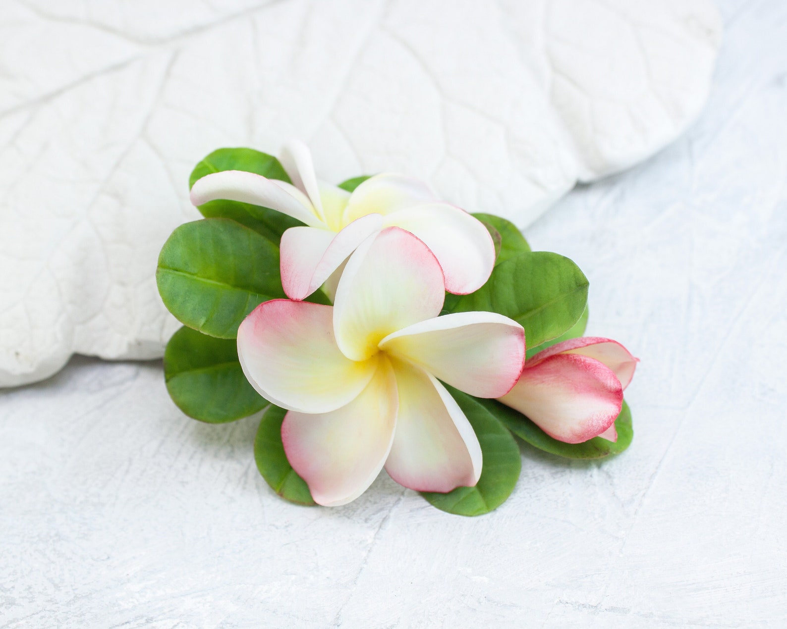 Hair Clip With Plumeria Bridal Hair Clip With Realistic Etsy