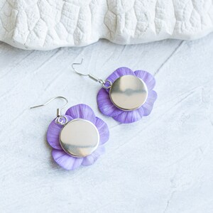 Pansy earrings. Realistic flower statement earrings. Pansies jewelry image 4