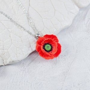 Red poppy pendant Pendant with red flower Poppy jewelry image 4