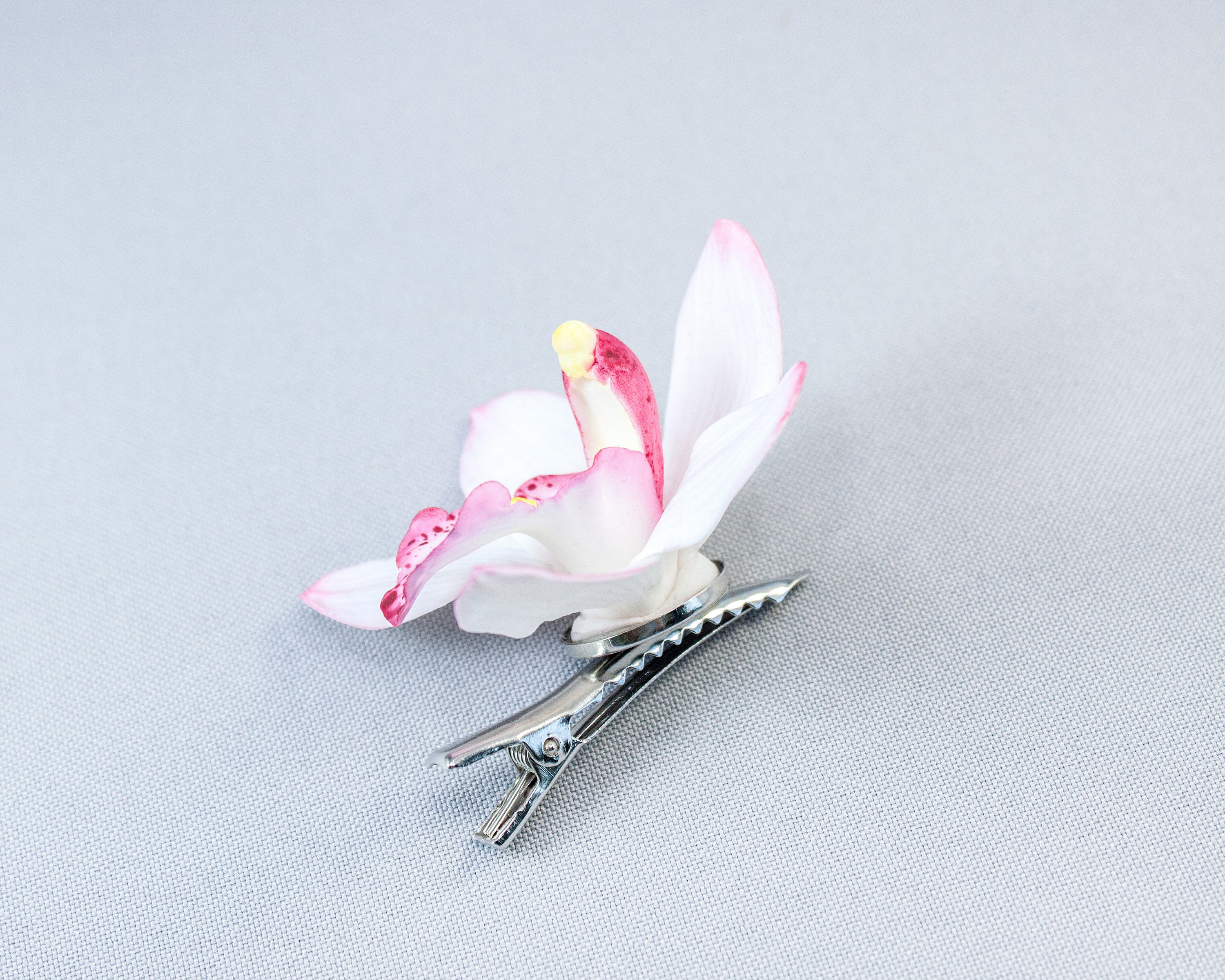 Hair Clip With White Orchid. Real Touch Tropical Flowers. Etsy