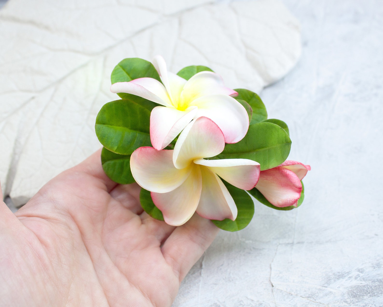 Hair Clip With Plumeria Bridal Hair Clip With Realistic Etsy