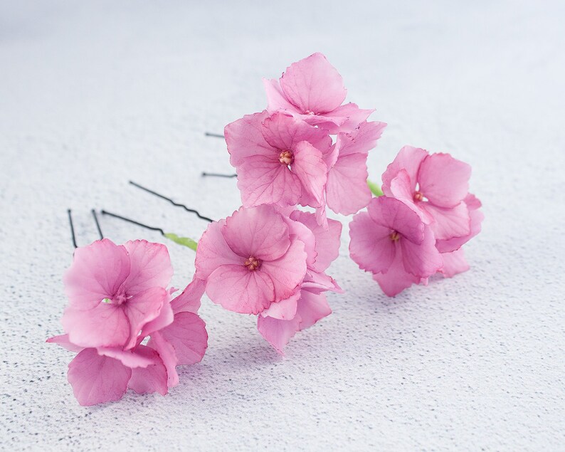 Pink Hydrangea Hair Pins. Bridal Hair Pins. Wedding Hair Etsy